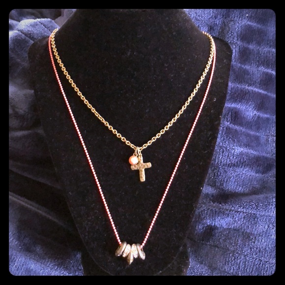 Punk‎ Layered Pink Skull and Cross Necklace Goth - Picture 3 of 6